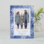 水彩の雪の結晶 エレガント 箔シーズンカード (立ち正面)