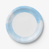 水彩の雲と空の背景 ペーパープレート (正面)