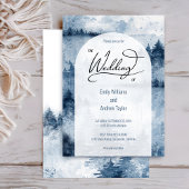 水彩の霧に包まれた森のウェディング招待状 招待状