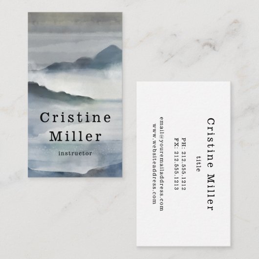水彩の霧の多い山 名刺 (正面/裏面)