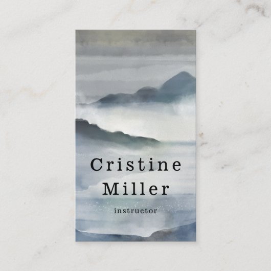 水彩の霧の多い山 名刺 (正面)