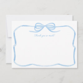 水彩の青いリボン　サムシングブルーの結婚前お茶会 サンキューカード