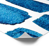 水彩の青い模様のシームレスな背景パターン ポスター (角)