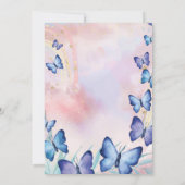 水彩の青い蝶の虹の誕生日 招待状 (裏面)
