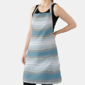 水彩の青とストライプ灰色の紙 エプロン (インサイチュ)