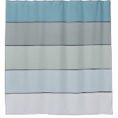 水彩の青とストライプ灰色の紙 シャワーカーテン (正面)