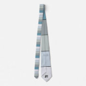 水彩の青とストライプ灰色の紙 ネクタイ (裏面)