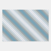 水彩の青とストライプ灰色の紙 ラッピングペーパーシート (正面3)