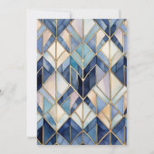 水彩の青と金のアールデコ様式のウェディング 招待状 (裏面)