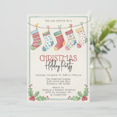 水彩の靴下を使ったクリスマスホリデーパーティー 招待状 (スタンド正面)