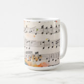 水彩の音符と鳴き鳥の陶磁コーヒーマグ コーヒーマグカップ (正面右)