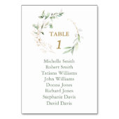 水彩の風通しの結婚緑のシーティングチャート テーブルナンバー (裏面)