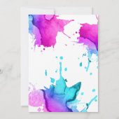 水彩の飛沫 エレガントなタイポグラフィー スイート16 招待状 (裏面)