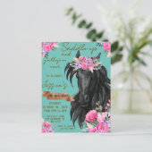 水彩の馬の誕生日カウガール ポストカード (スタンド正面)