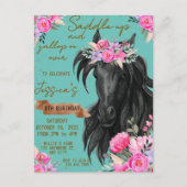 水彩の馬の誕生日カウガール ポストカード (正面)