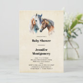 水彩の馬 ボーホー 絵の具垂れ込み ベビーシャワー 招待状 (スタンド正面)