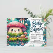 水彩の魔法のキノコのベビーシャワー 招待状 (スタンド正面)