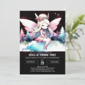 水彩の魔法の妖精の誕生日 招待状 (スタンド正面)
