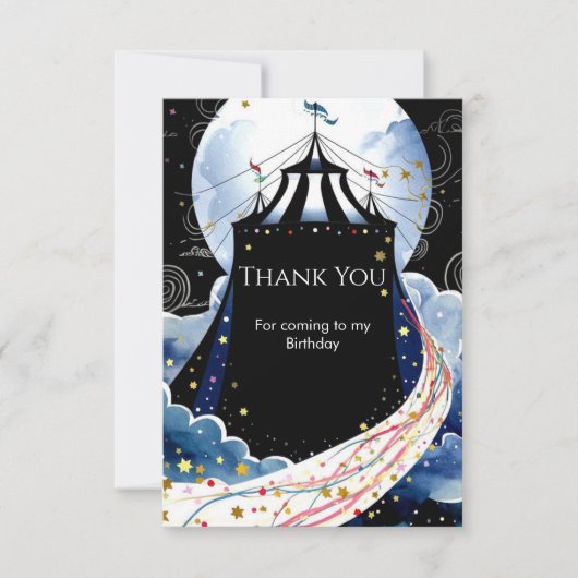 水彩の魔法サーカス誕生日 サンキューカード (正面)