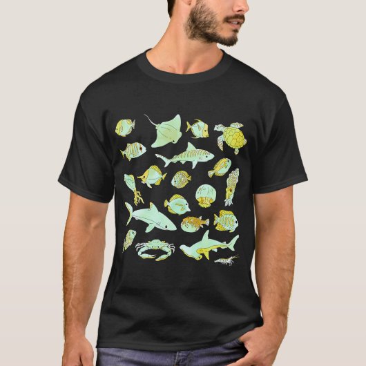 水彩の魚 黄色 Tシャツ (正面)