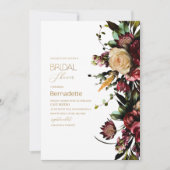 水彩の鮮やかなタペストリーの花　ゴールドの招待状 招待状 (正面)