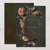 水彩の鮮やかなタペストリーの花　ゴールド　ウェディング 招待状 (正面/裏面)