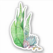 水彩の鮮やかな多肉植物の植物学的な緑 シール (正面)