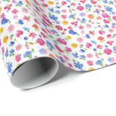 水彩の鮮やかな花々が咲き誇る春のワイルドフラワー ラッピングペーパー (ロールコーナー)