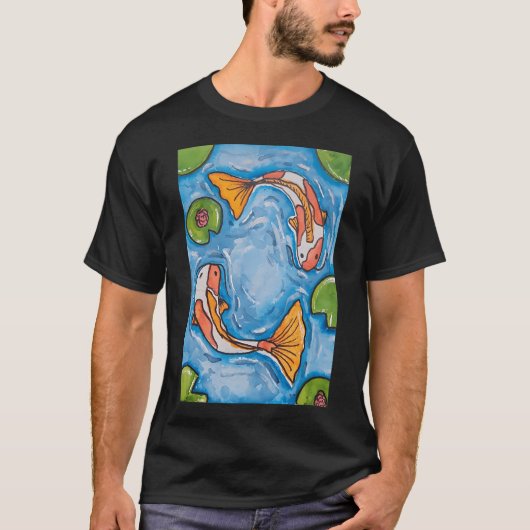 水彩の鯉の池 Tシャツ (正面)