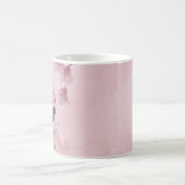 水彩の鳥とピンクの花模様 コーヒーマグカップ (中央)