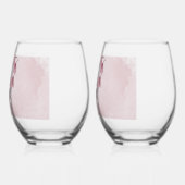 水彩の鳥とピンクの花模様 ステムなしワイングラス (左)