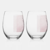 水彩の鳥とピンクの花模様 ステムなしワイングラス (右)