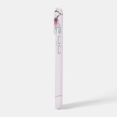 水彩の鳥とピンクの花模様 iPhone 15ケース (左側面)