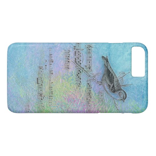 水彩の鳥と音楽デザイン Case-Mate iPhoneケース (裏面(横))