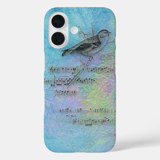 水彩の鳥と音楽デザイン Case-Mate iPhoneケース (裏面)