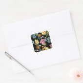 水彩の鳥の花：シームレスカラフル。 スクエアシール (封筒)