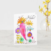 水彩の鳥花のグリーティングカード カード (黄色い花)