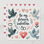 水彩の鳩とハートのデザイン - 永遠に私のもの  シーズンカード (正面/裏面)