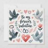 水彩の鳩とハートのデザイン - 永遠に私のもの  シーズンカード (正面)