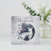 水彩の鹿と花のアクセント シーズンカード (スタンド正面)