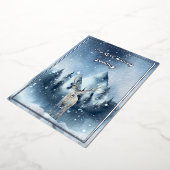 水彩の鹿と雪のカスタムクリスマス 箔シーズンカード (回転した状態)