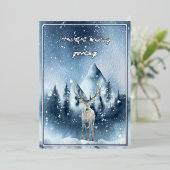水彩の鹿と雪のカスタムクリスマス 箔シーズンカード (立ち正面)
