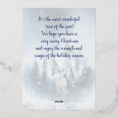 水彩の鹿と雪のカスタムクリスマス 箔シーズンカード (裏面)