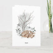 水彩の鹿のクリスマスと新年のカード カード (裏面)