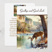 水彩の鹿の医師への感謝のカード お別れ 平面 サンキューカード (正面/裏面)