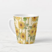 水彩の黄色いヒマワリ カフェラテマグ (左アングル)