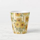 水彩の黄色いヒマワリ カフェラテマグ (正面)
