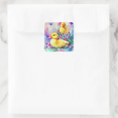 水彩の2羽のアヒル スクエアシール (バッグ)