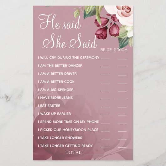 水彩の「彼が言った」「彼女が言った」シャワーのゲームカード チラシ (正面)