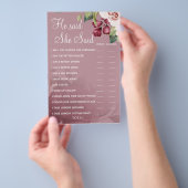 水彩の「彼が言った」「彼女が言った」シャワーのゲームカード チラシ (ハンドル)